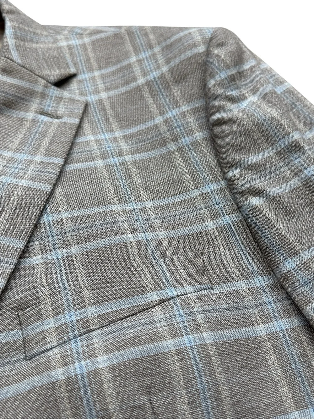 Lauren Ralph Lauren Gray Blue Windowpane Sport Coat Blazer 50L Modern Classic